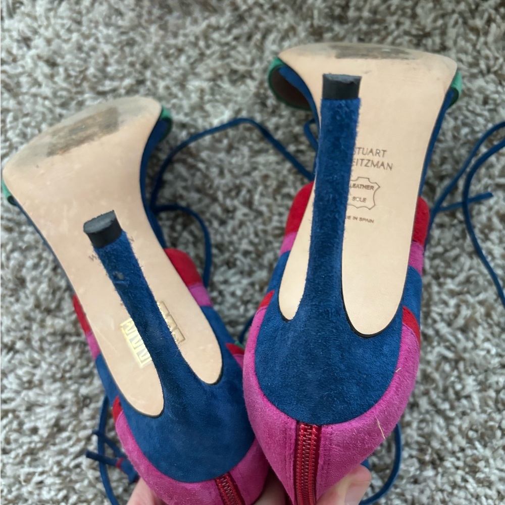 Stuart Weitzman Color Block Suede Leather High He… - image 8
